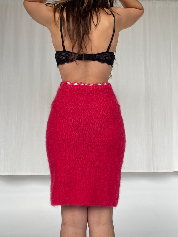 Handmade Hot Pink Fuzzy Wool Skirt /Mini Dress Vi… - image 2