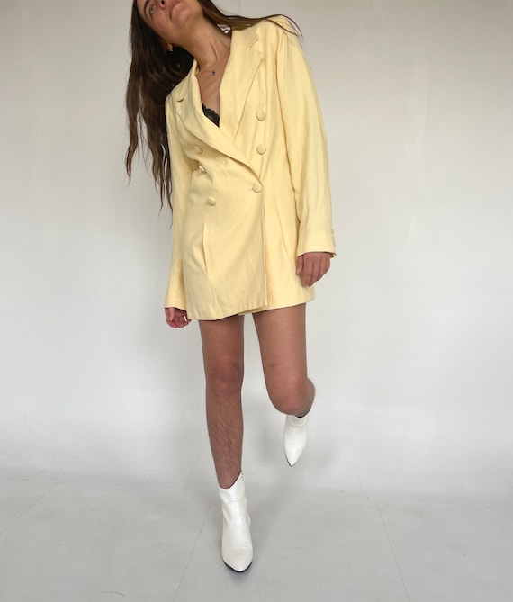 Butter Yellow 90's Blazer Dress // M - image 2