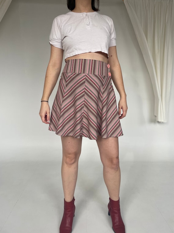 Pink Striped Y2K Vintage Mini Skirt Y2K Vintage Cl