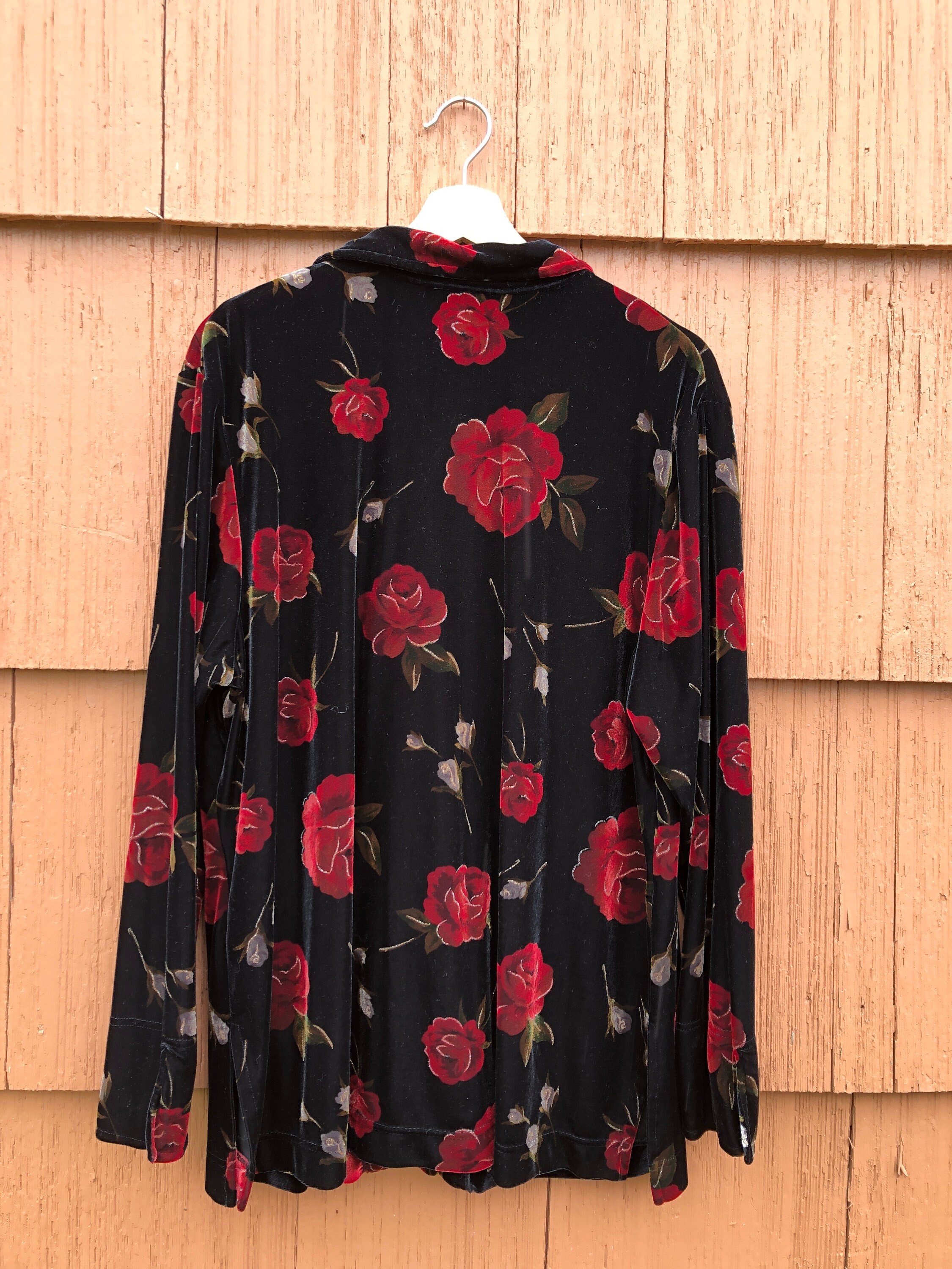 Black Velvet W Gold Detailing Rose Print Button up Shirt// - Etsy
