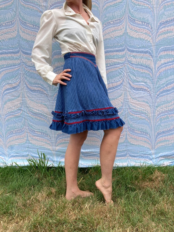 1970's Gunne Sax Vintage High Waisted Ruffled Den… - image 4