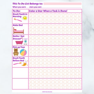 Toddler Girl Printable to Do List Charts Color Reward Reward Charts - Etsy