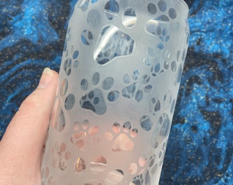 Etched Paw Print Beer Glass, 16oz Libby Glass