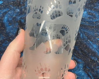 Bear Pint Glass // Etched Glass // Country Glass // Rustic Glass // Bar Glass