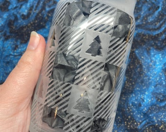 Etched Buffalo Plaid Christmas Tree Glass, Libby Beer Glass