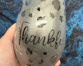 Fall Etched Stemless Wine Glass, 20 oz