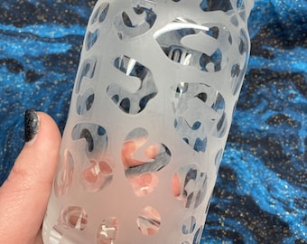 Etched Leopard Print Beer Glass - 16oz Libby Glass