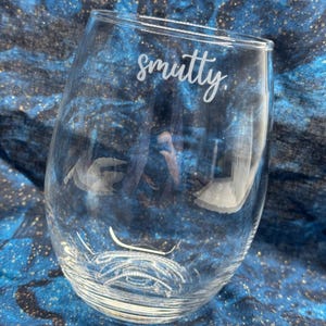 Subtle Smutty Wine Glass, Wine Glass, Stemless Wine Glass, Etched Glass, Gag Gift