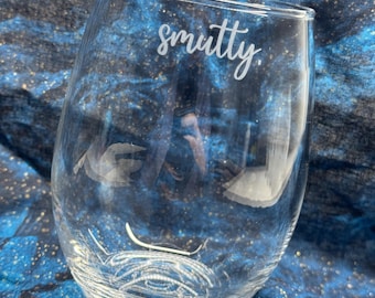 Etched Stemless Wine Glass, Subtle Smutty Gag Gift, book, Book Tok