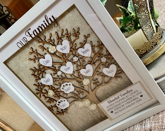 Grandchildren/Step Children/Two Joining Families Personalised Family Tree.