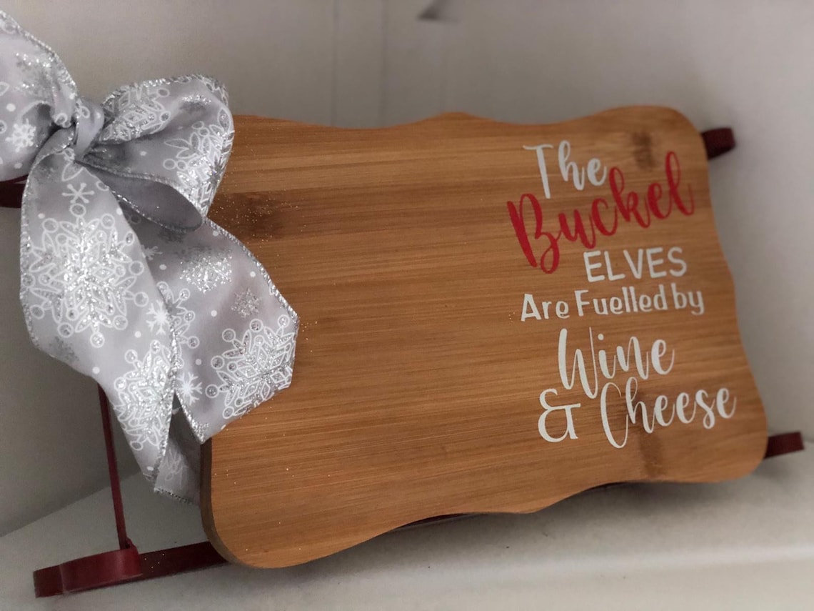 Personalised Christmas Santa Sleigh Wooden Cheese Board / Etsy