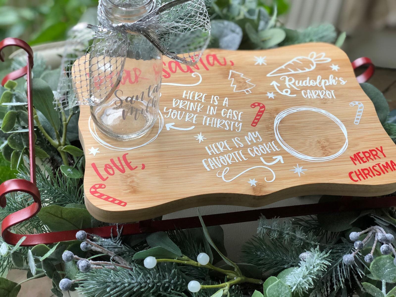 Christmas Santa Sleigh Santa Treat Board / Christmas Serving Etsy UK