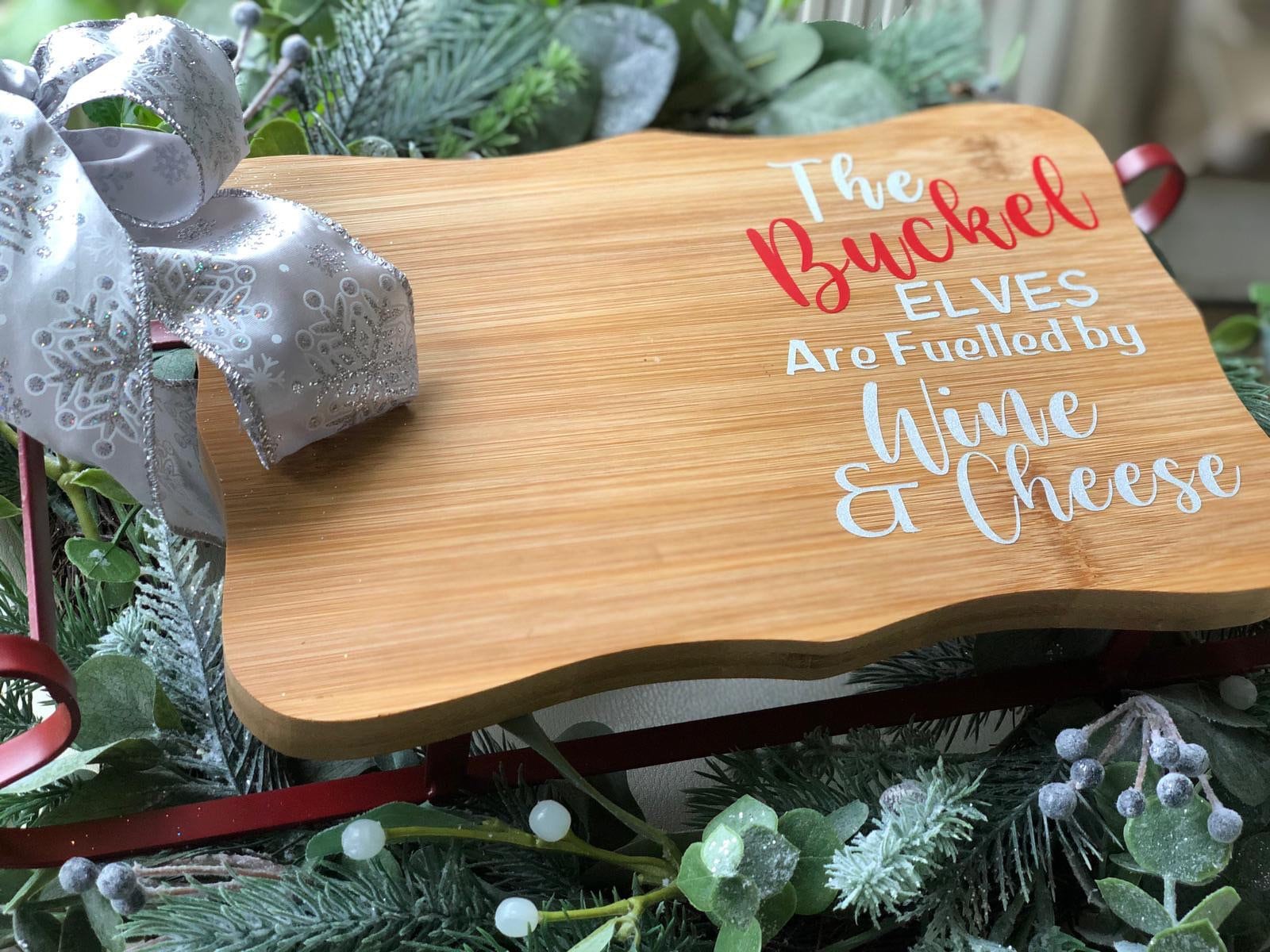 Personalised Christmas Santa Sleigh Wooden Cheese Board / Etsy
