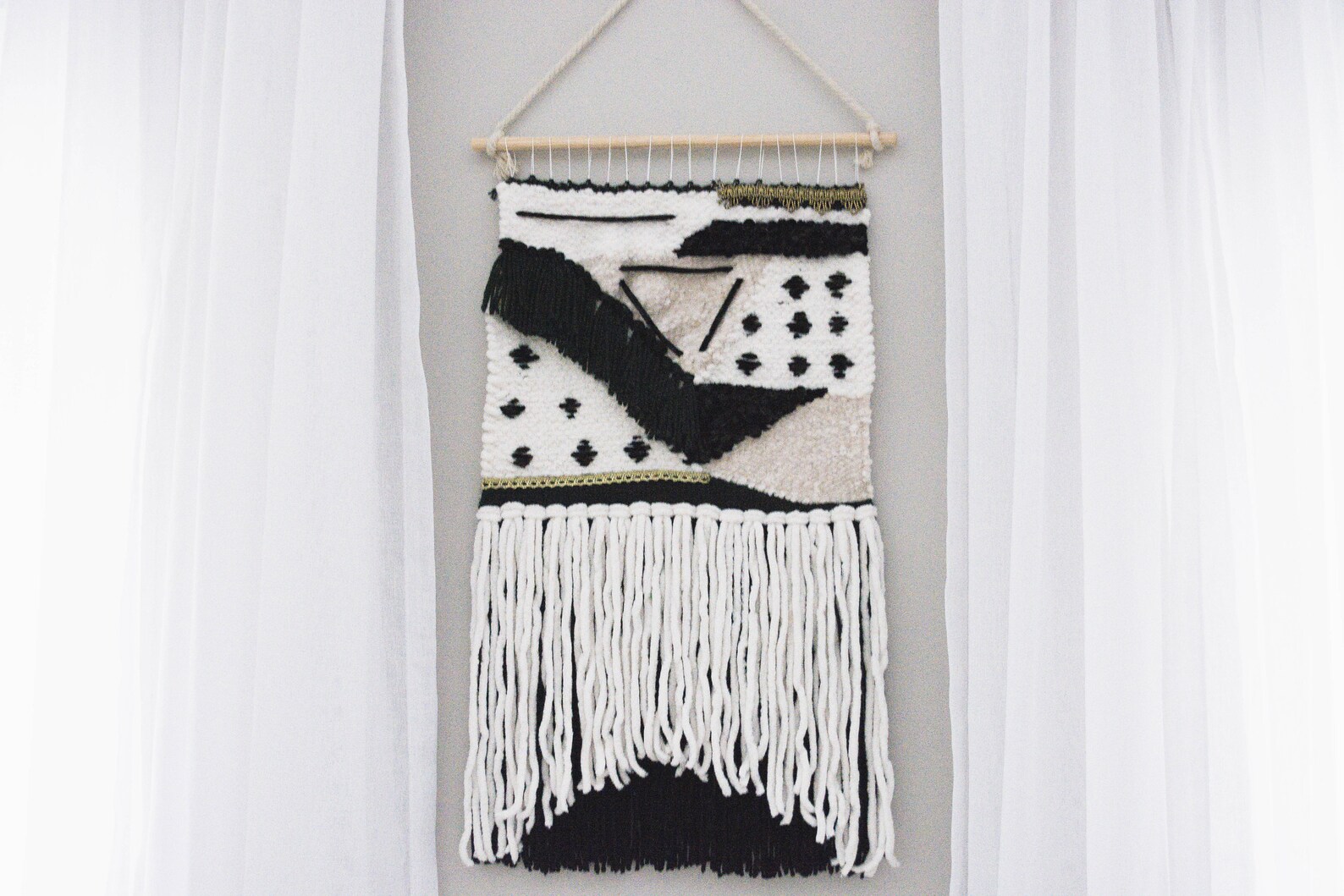Abstract Black and White wall hanging Etsy