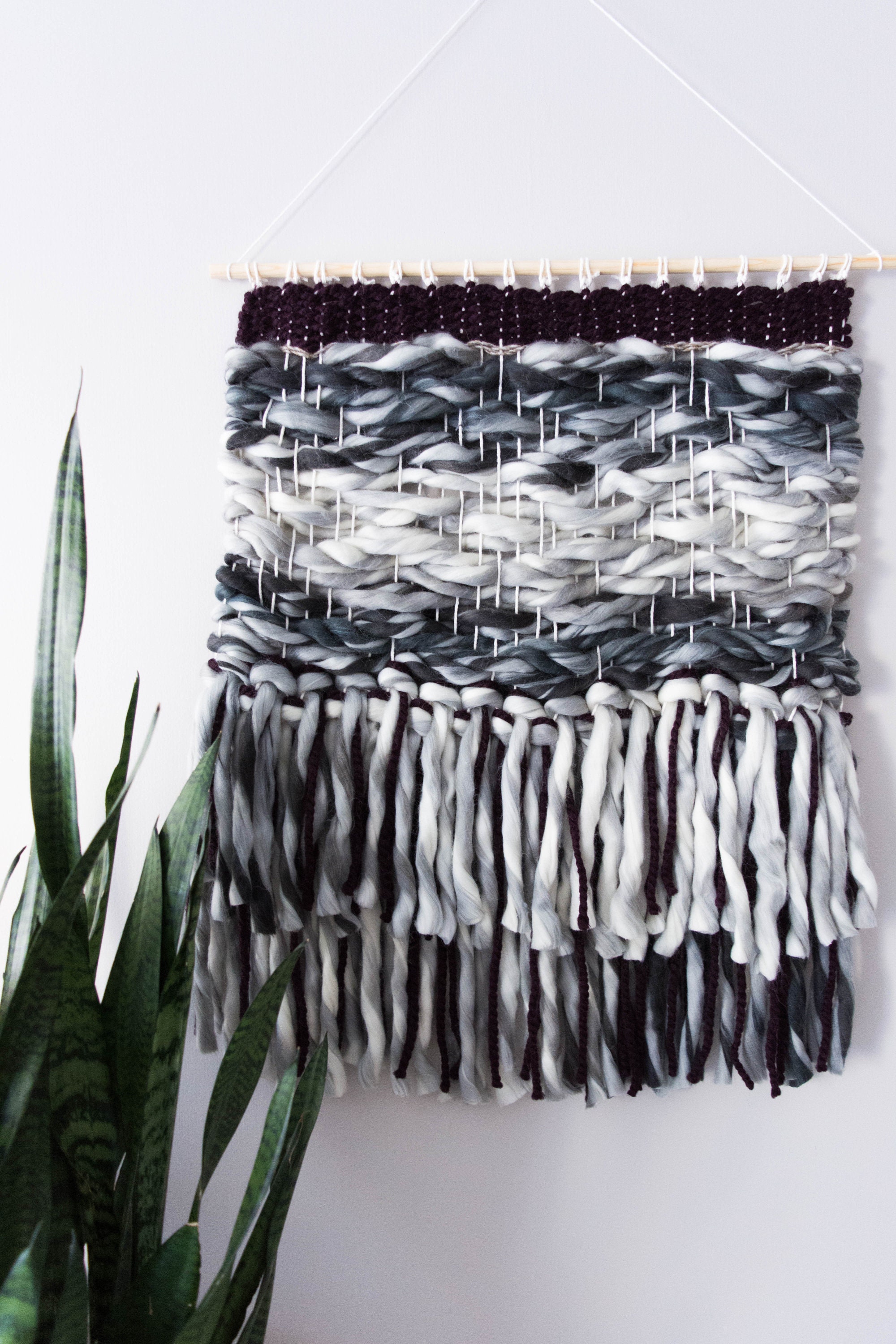 Grey and Black Wall Hanging, Gradient, Woven Wall Hanging, Home Decor ...