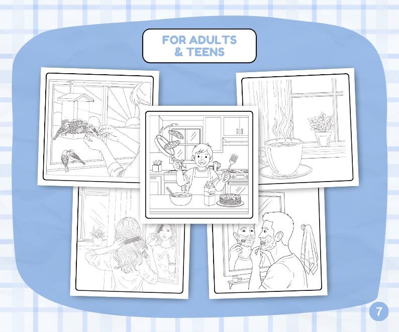 Morning Routine Color Picture Morning Routine Coloring Page | Printable Coloring Pages for Adults ...