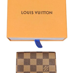Portafoglio porta carte Louis Vuitton Damier Azur Canvas con scatola