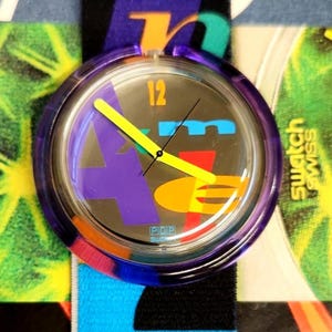 Reloj Swatch LETTERHEAD PWK141 1991 Pop Nuevo de antiguo stock con pila
