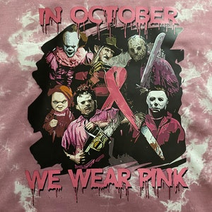 In October we wear pink Halloween tee shirt