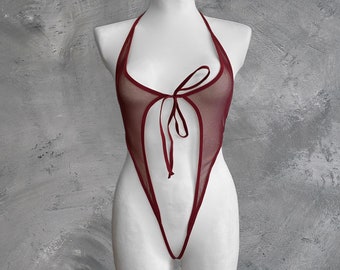 Doorzichtig badpak, doorzichtige badkleding, doorzichtige bikini, doorzichtige bikini, katapultstring, doorschijnend badpak, onthullende bikini, bikini met katapult
