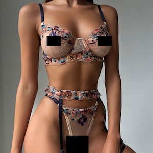 Embroidered lingerie sets, Lace lingerie, Custom underwear, Boudoir lingerie, Floral lingerie, Womens lingerie, Lace bra, Luxury lingerie
