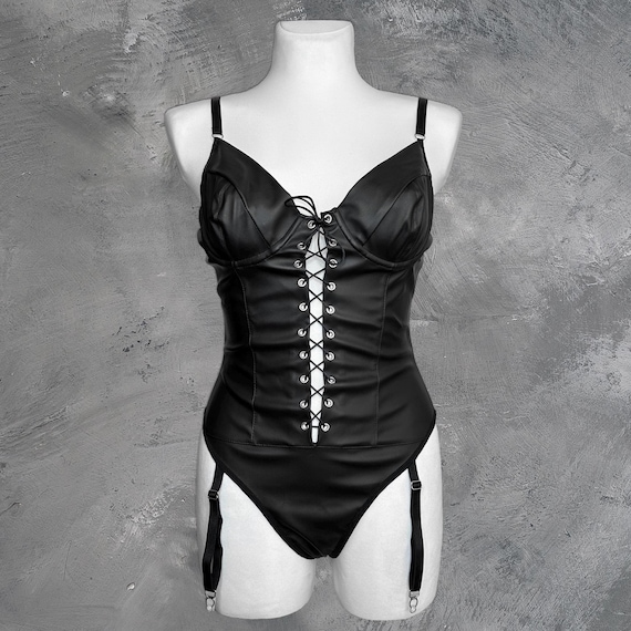 Dominatrix Outfit,Sexy Outfit,Black leather bodysuit,Open crotch lingerie,Leather Lingerie,Leather outfit,Dominatrix lingerie,Latex Catsuit