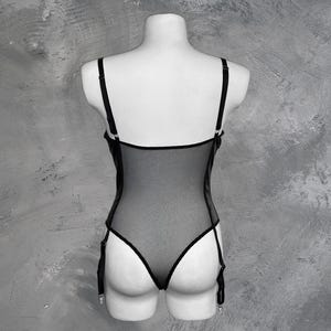 Dominatrix Outfit,Sexy Outfit,Black leather bodysuit,Open crotch lingerie,Leather Lingerie,Leather outfit,Dominatrix lingerie,Latex Catsuit image 2
