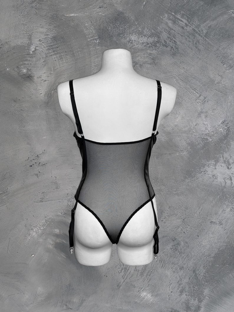 Dominatrix Outfit,Sexy Outfit,Black leather bodysuit,Open crotch lingerie,Leather Lingerie,Leather outfit,Dominatrix lingerie,Latex Catsuit image 2