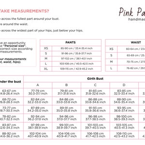 May include: A chart with bra size measurements in inches and centimeters. The chart includes measurements for under the bust, girth bust, and bra size. The chart is labeled with the letters A through E.