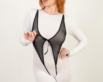 Monokini estremo, lingerie trasparente vietata ai minori di 18 anni, costume da bagno trasparente