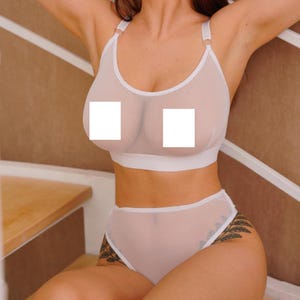Sheer bra,White lingerie,Lingerie see through,Sheer panties,See through panties,Super hot lingerie,Sheer lingerie,Mesh lingerie