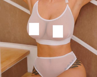 Sheer bra,White lingerie,Lingerie see through,Sheer panties,See through panties,Super hot lingerie,Sheer lingerie,Mesh lingerie