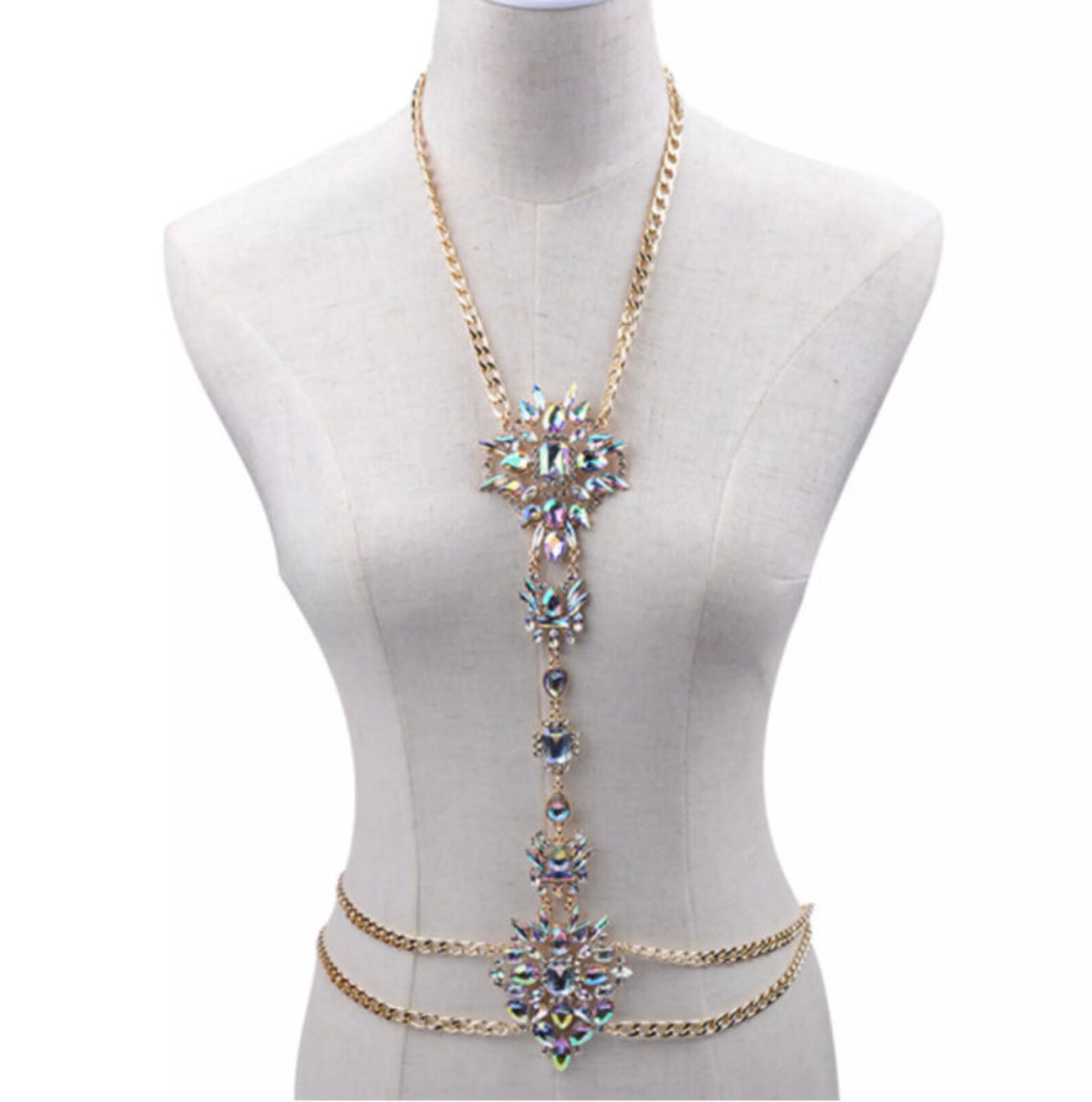 Rhinestone Crystal Gem Body jewelry for women AB gold body Etsy