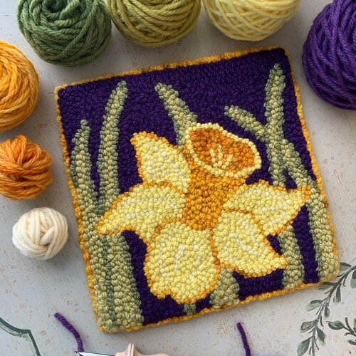 Oxford Punch Needle Kit Daffodil Bloom Flower Punch Needle Etsy