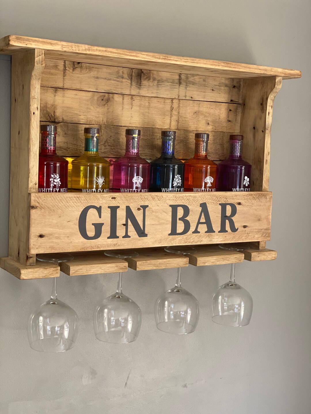 Handmade Rustic Gin Bar Made From Recycled Pallet Wood Etsy