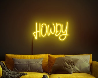 Howdy neon sign, Howdy led sign, Howdy sign, Hello neon, Cowboy neon sign, western neon sign, Redneck neon, Howdy wall art, Howdy wall decor