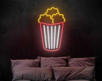 Popcorn neon sign, Cinema neon sign, Snack bar neon sign, Home cinema neon sign, Cinema wall decor, Popcorn wall decor, Movie snacks decor