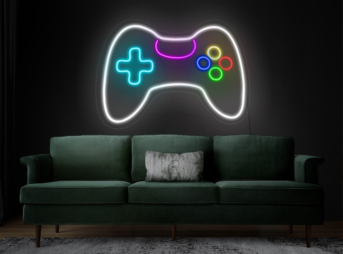 Game controller neon signGame controller light signGame Etsy