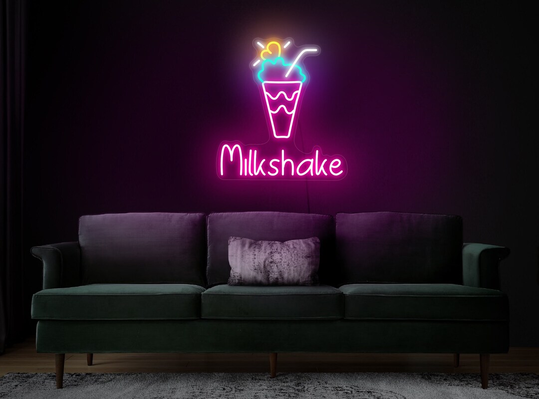 Milkshake Neon Sign Milkshake Led Sign Milk Shake Neon Etsy