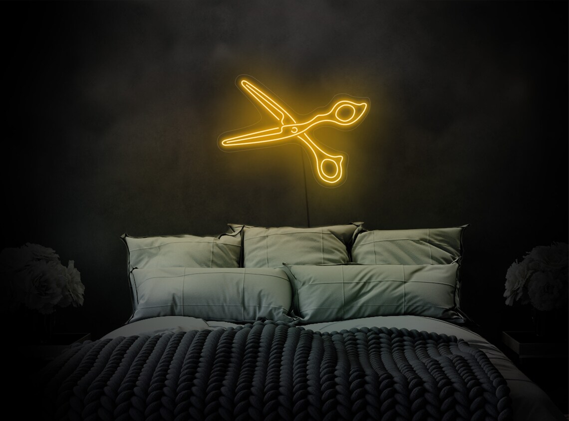 Scissors Neon Sign Scissors Led Sign Scissors Light Sign Etsy