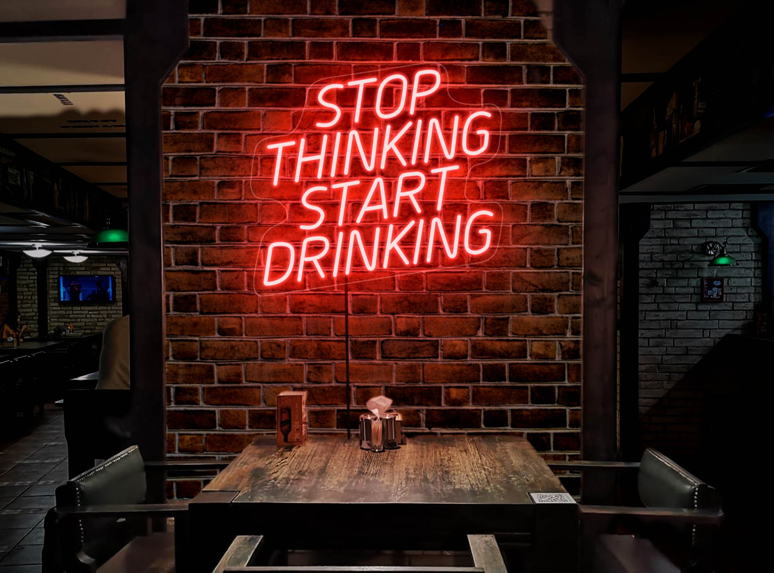 Stop Thinking Start Drinking Neon Sign Stop Thinking Start - Etsy