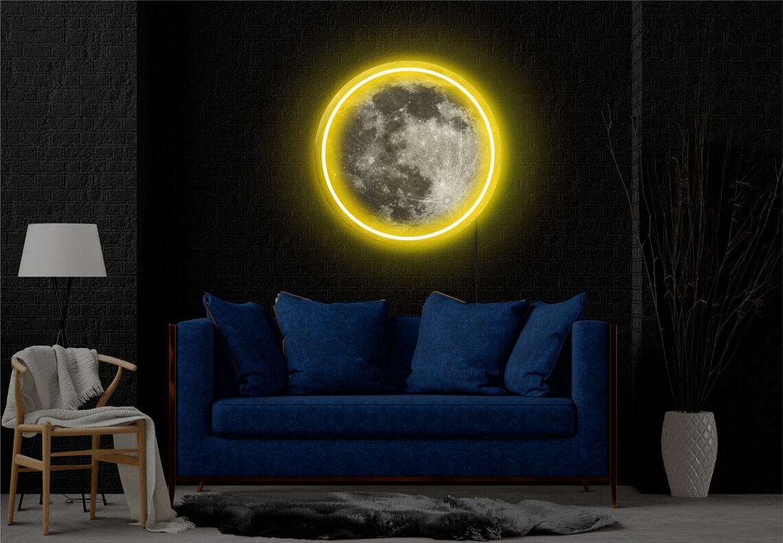 Moon Led Wall Decor Moon Neon Sign Moon Neon Light Moon Led - Etsy