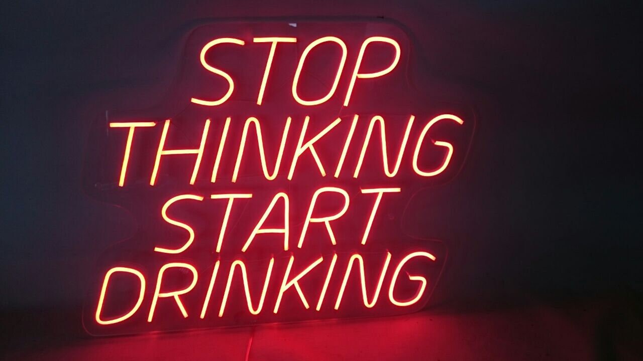 Stop Thinking Start Drinking Neon Sign Stop Thinking Start - Etsy