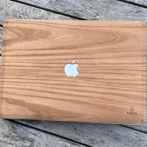 Elm | Top & Bottom Real Wood Skin | Eco Friendly and Sustainable | MacBook Pro/Air 13 14 15 M1 M2 M3 | Gift for tech | by barqwood