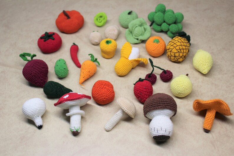 Play food crochet vegetables crochet food mushrooms baby girl gift play kitchen food