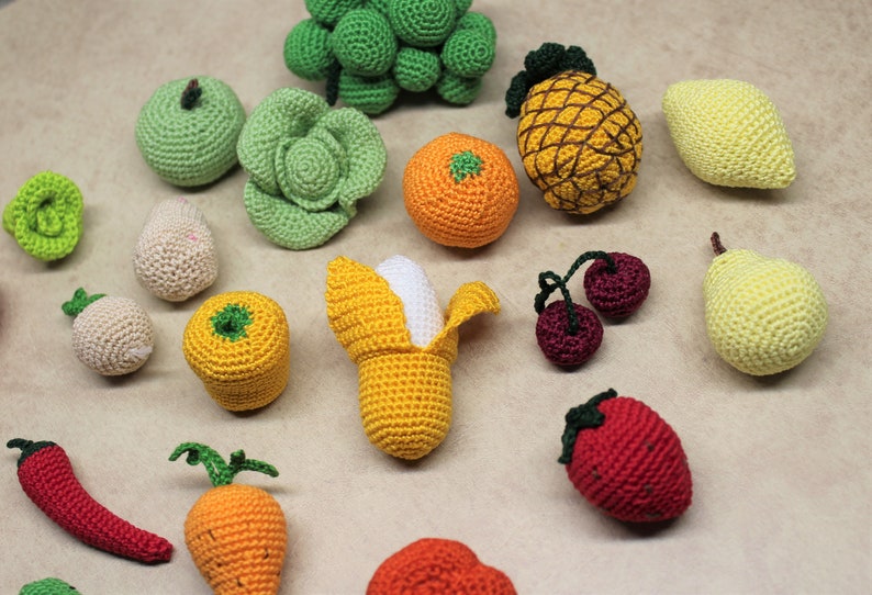Play food crochet vegetables crochet food mushrooms baby girl gift play kitchen food