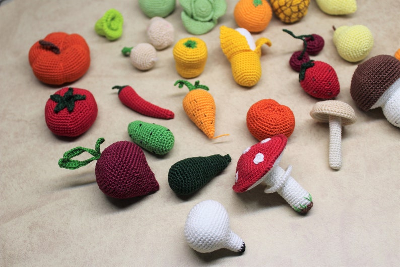 Play food crochet vegetables crochet food mushrooms baby girl gift play kitchen food