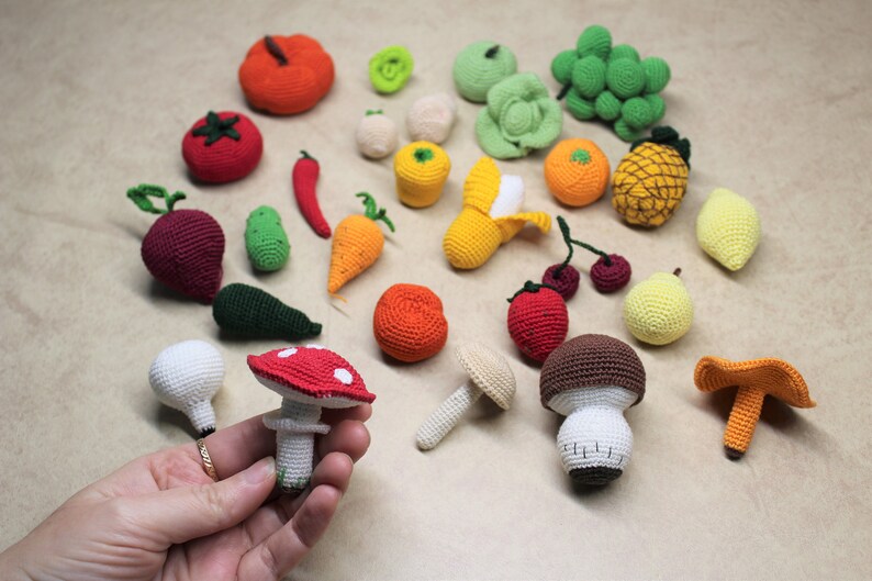 Play food crochet vegetables crochet food mushrooms baby girl gift play kitchen food