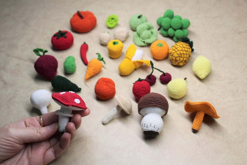 Play food crochet vegetables crochet food mushrooms baby girl gift play kitchen food