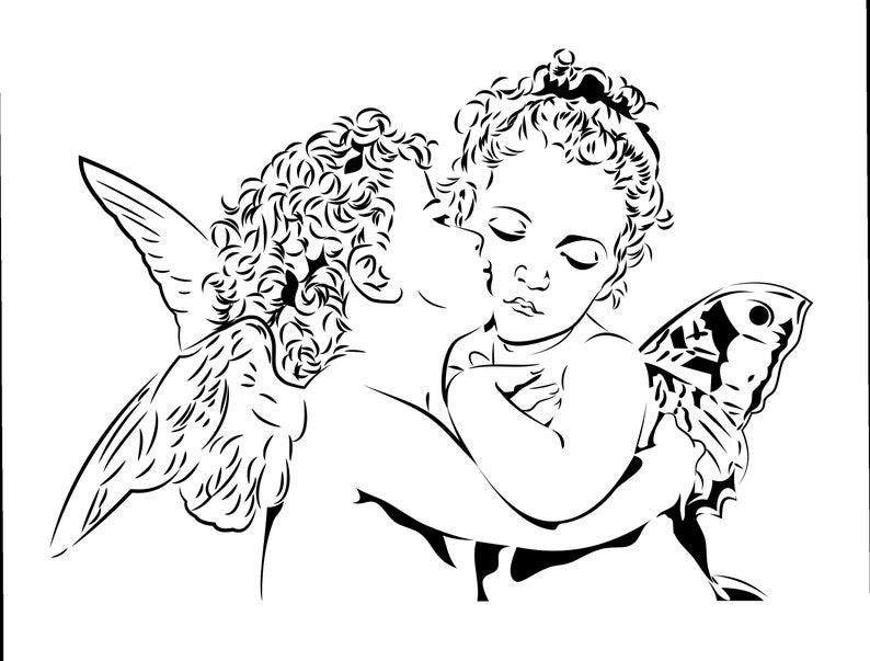 Angel SVG Two Cute Kissing Angels Angels Eps Cupids Svg - Etsy